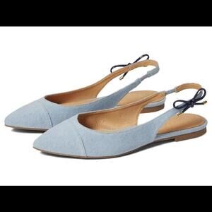 Jack Rogers shoes womens 7 blue denim serena slingback cap toe summer coastal